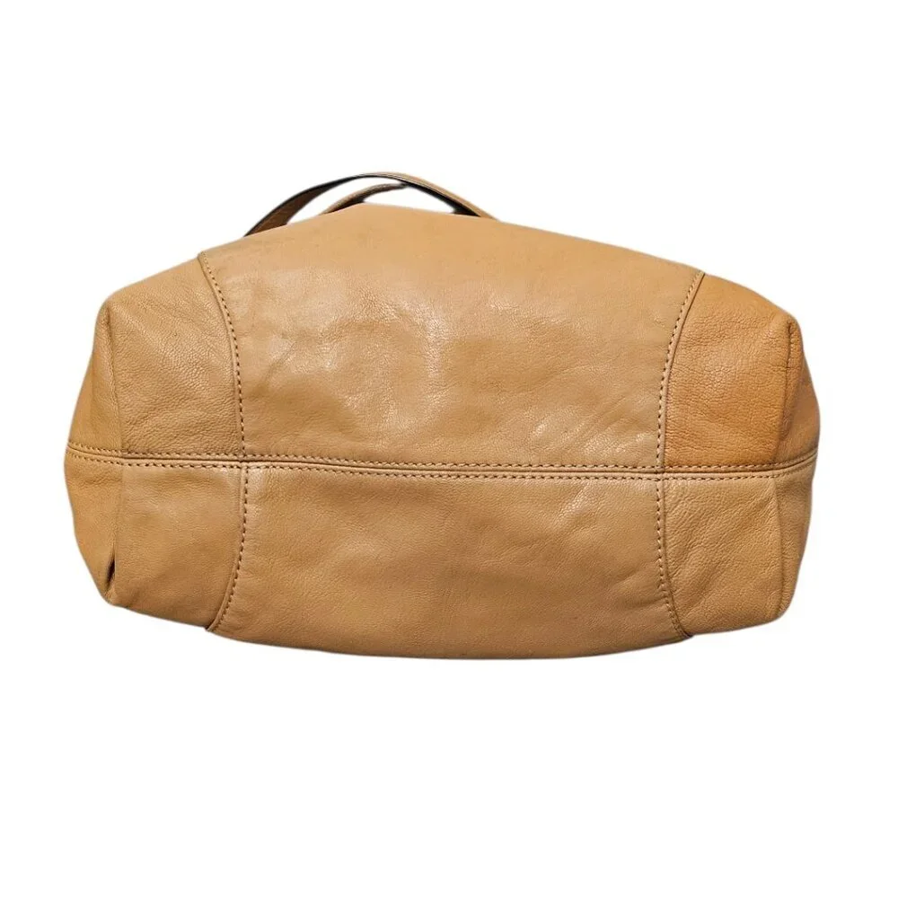 Michael Kors Way Leather Buckle Hobo Cinch Chain Tan Shoulder Bag COA